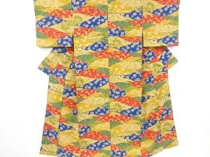 樹木に花模様小紋着物